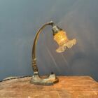 French art nouveau table lamp with transparent glass shade