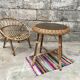 Vintage side table in bohemian old rattan wicker 1950
