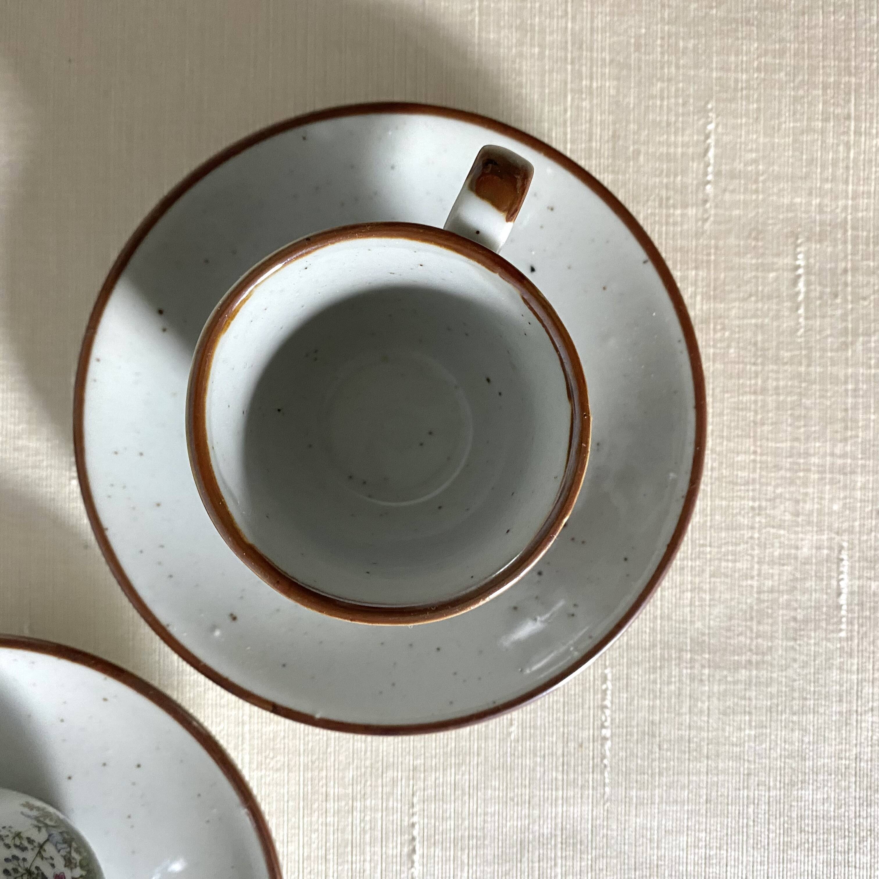 80s flowery stoneware cups