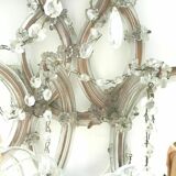 Pair of appliques Marie Thérèse Brass frame and glass and tassels 20th century