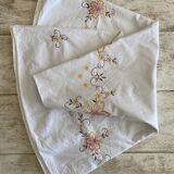 Vintage 70's round tablecloth, machine embroidery - Cotton - Diam. 170cm