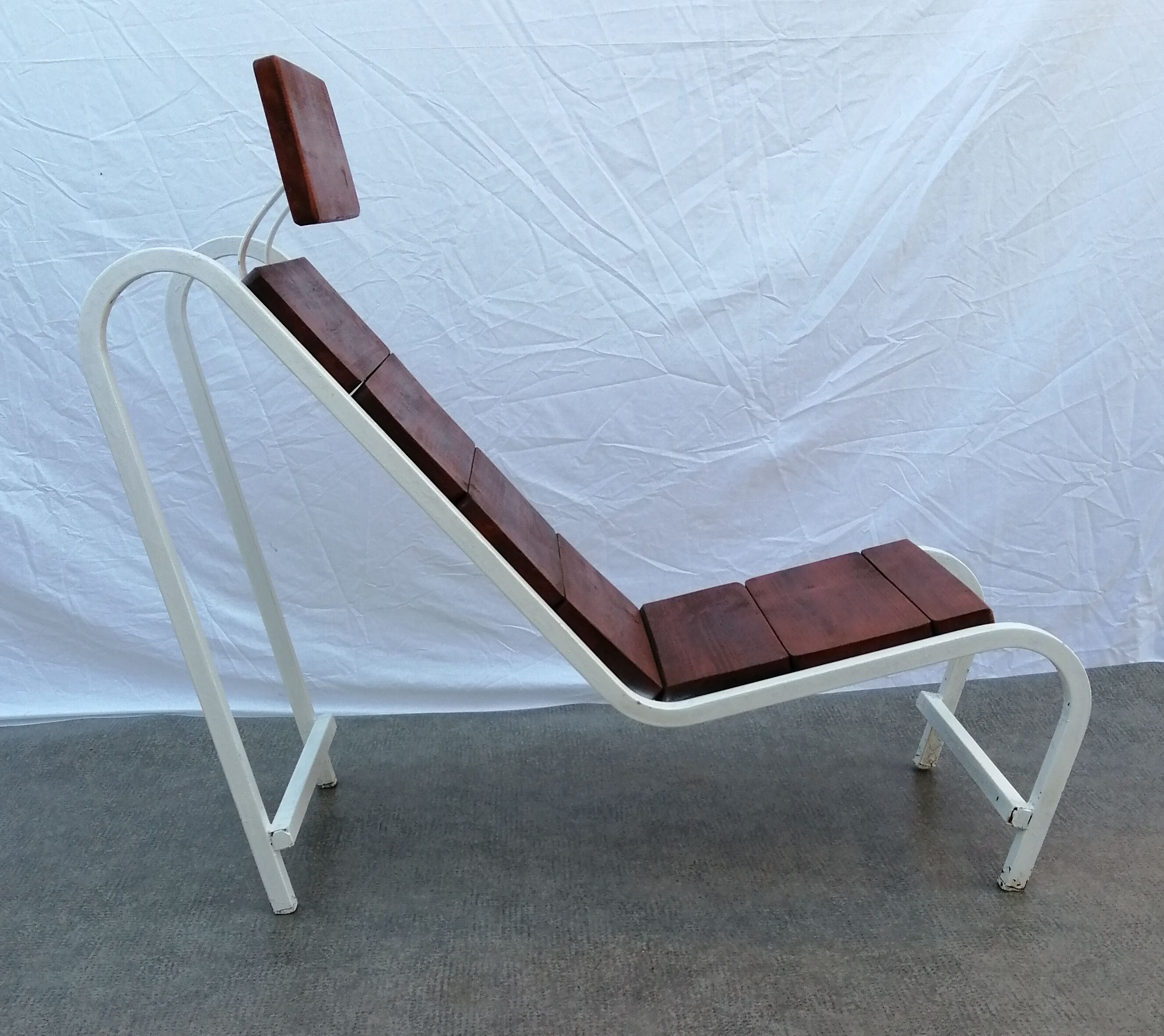 Very original lounge chair inside, outside from 1950, metal and wood