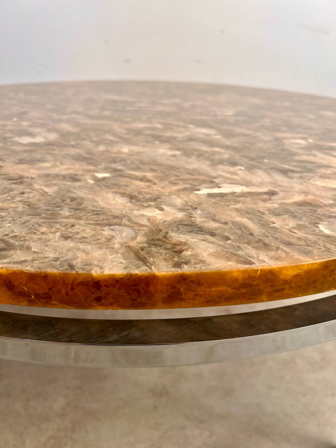 Old Italian design marble effect resin coffee table from the 70s