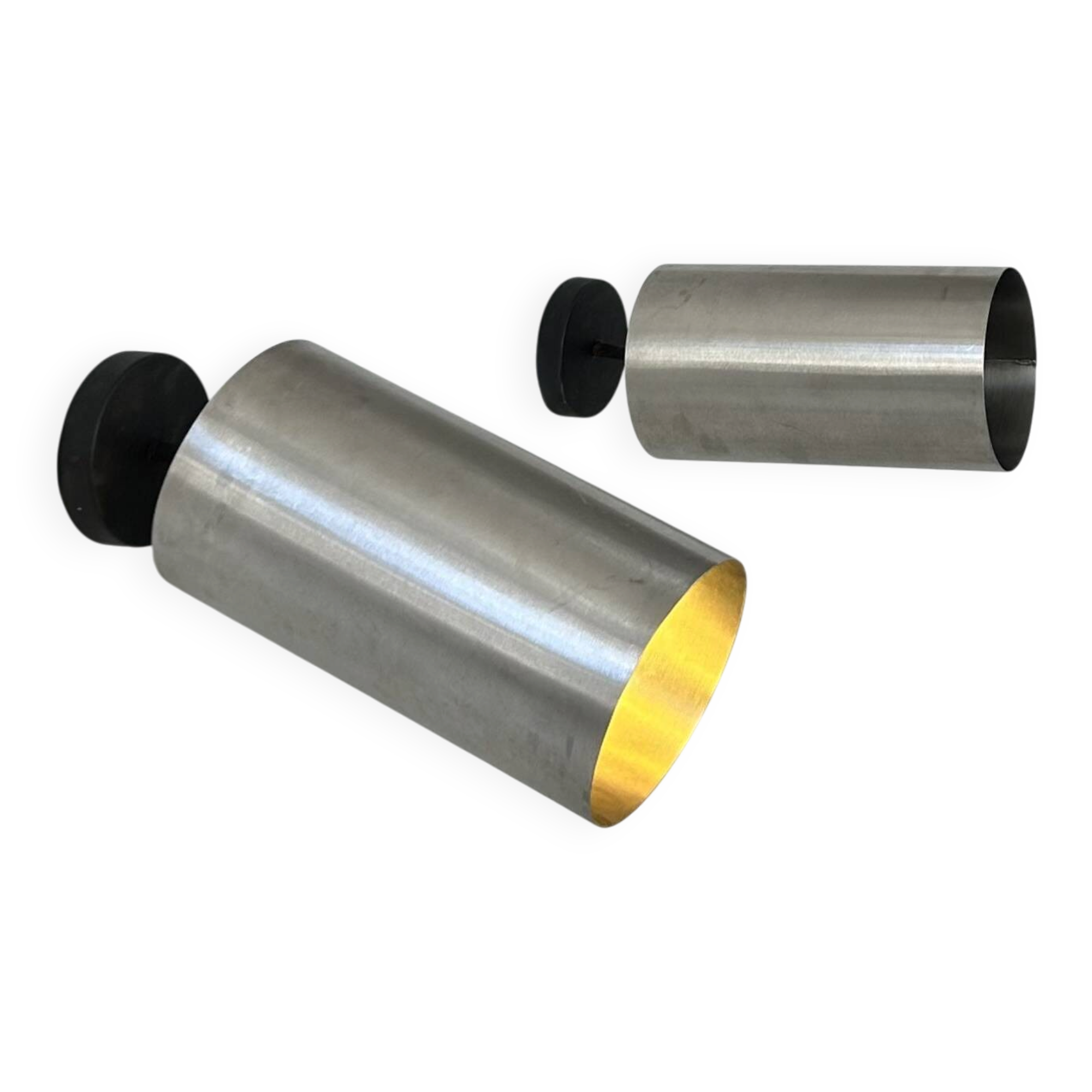 Pair of adjustable vintage wall lights, brushed metal, France, 1970.