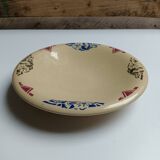 Plat Badonviller art déco beige à fleurs