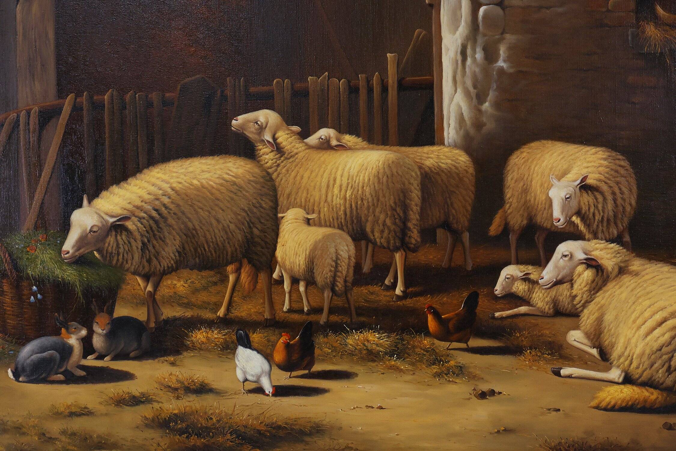 Belgian Artist, Baroque Scene, 1991, Oil on Canvas, Frame