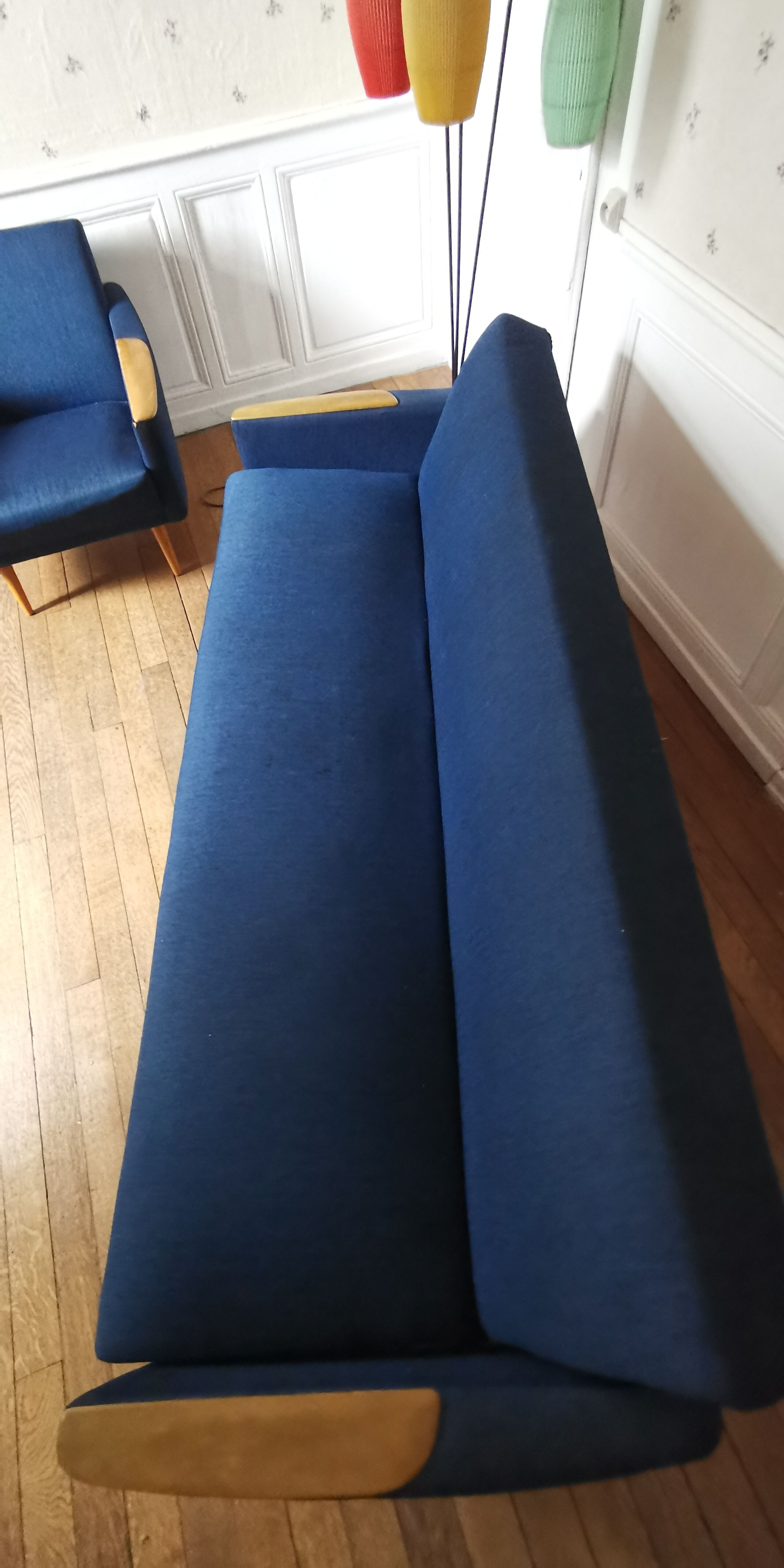 Duo 1 sofa daybed 1 club chair year 50 60 blue