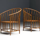 Rustic Wabi Sabi Bamboo Armchairs, France, 1970s