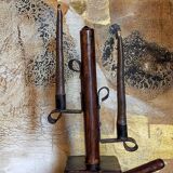 Rustic candle holder Art-popular solid wood and vintage wrought iron