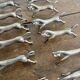 Set of 12 vintage horse galloping knife rests – Silver-plated metal