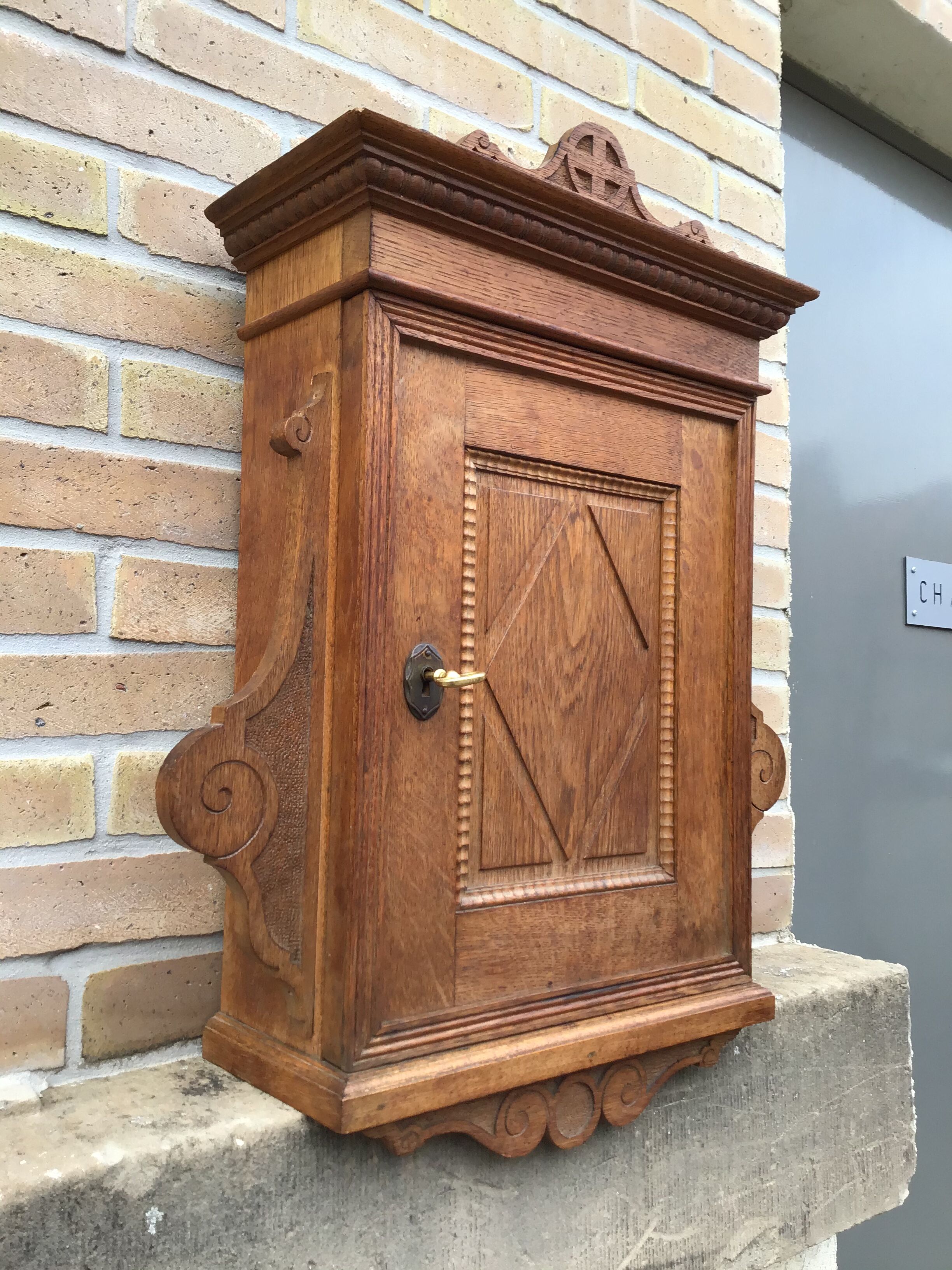 Pharmacy Cabinet Art Nouveau Jugendstil Mural Vintage Oak
