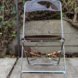 6 chaises pliantes en Plexiglas fumé et métal chrome Chaisor 1970