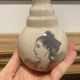 Small cracked ceramic art deco vase signed Cazalas