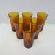 Set of six amber glass tumblers, Duralex, France, 1980s.
