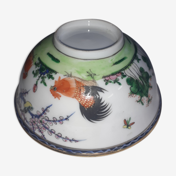 Bol asiatique en faience decor coq