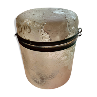 Poudrier en verre ancien - peint