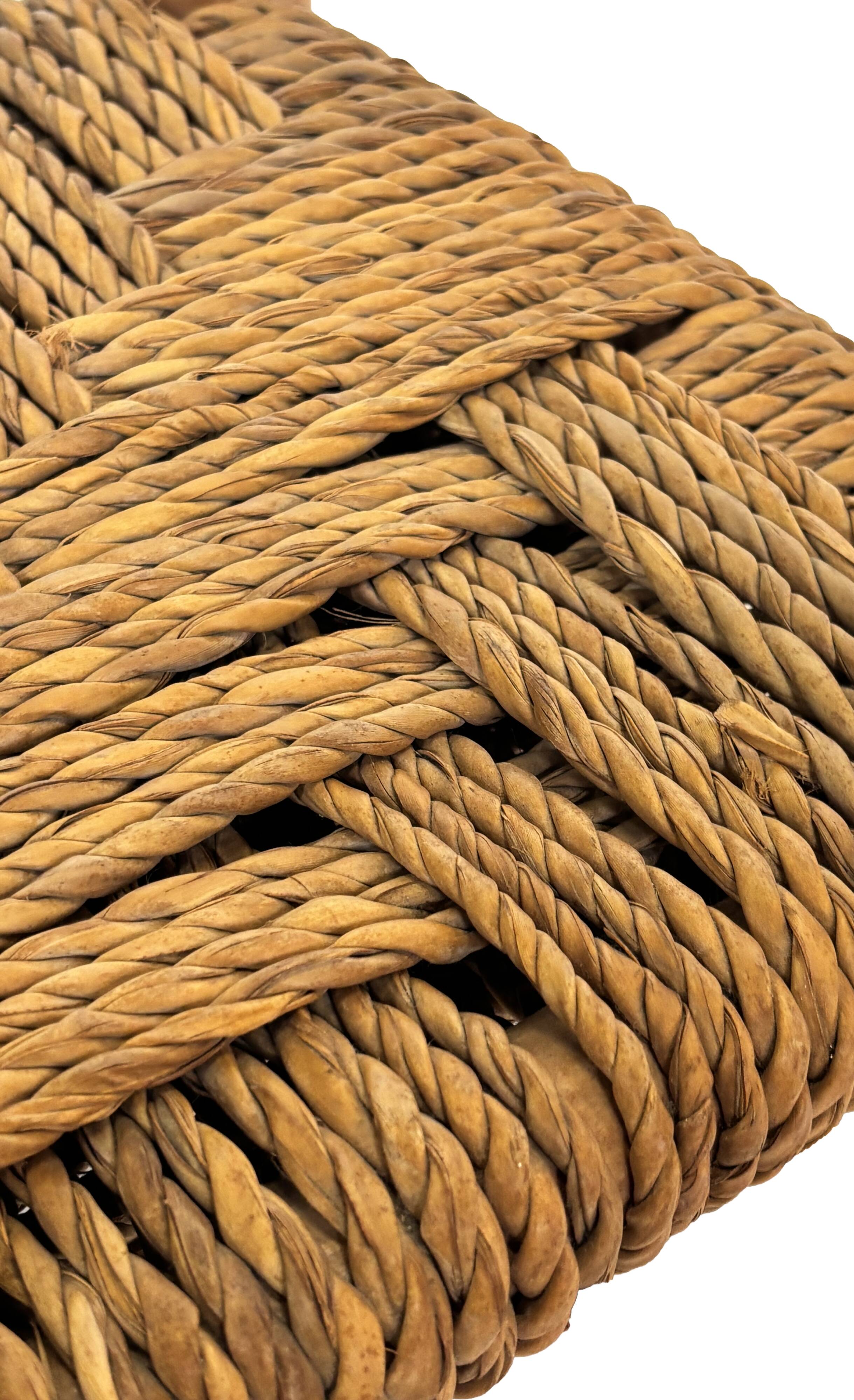 Vintage Footstool wood and rope, 1960s