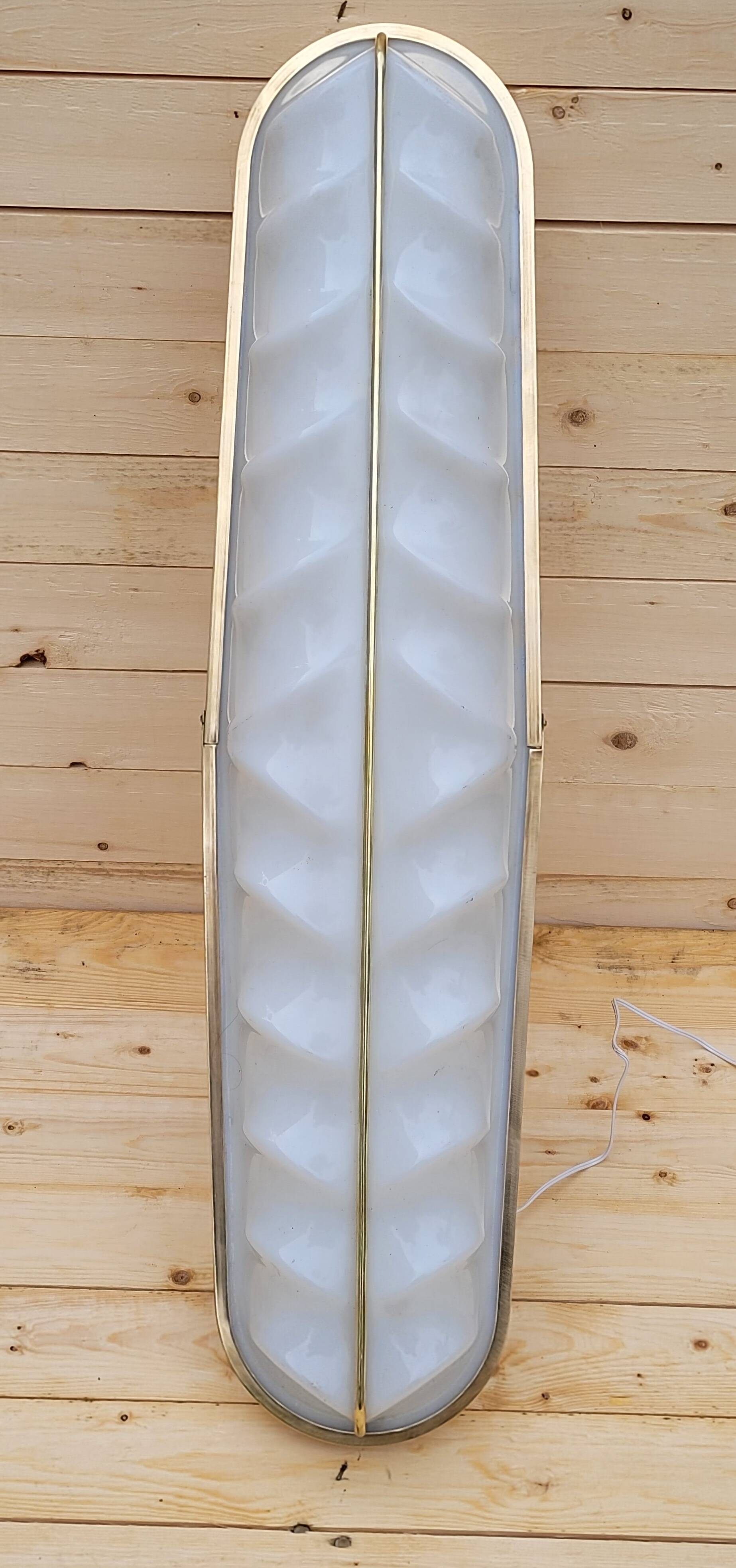 Large Stilux cinema wall lamp Art Deco Italy herringbone pattern