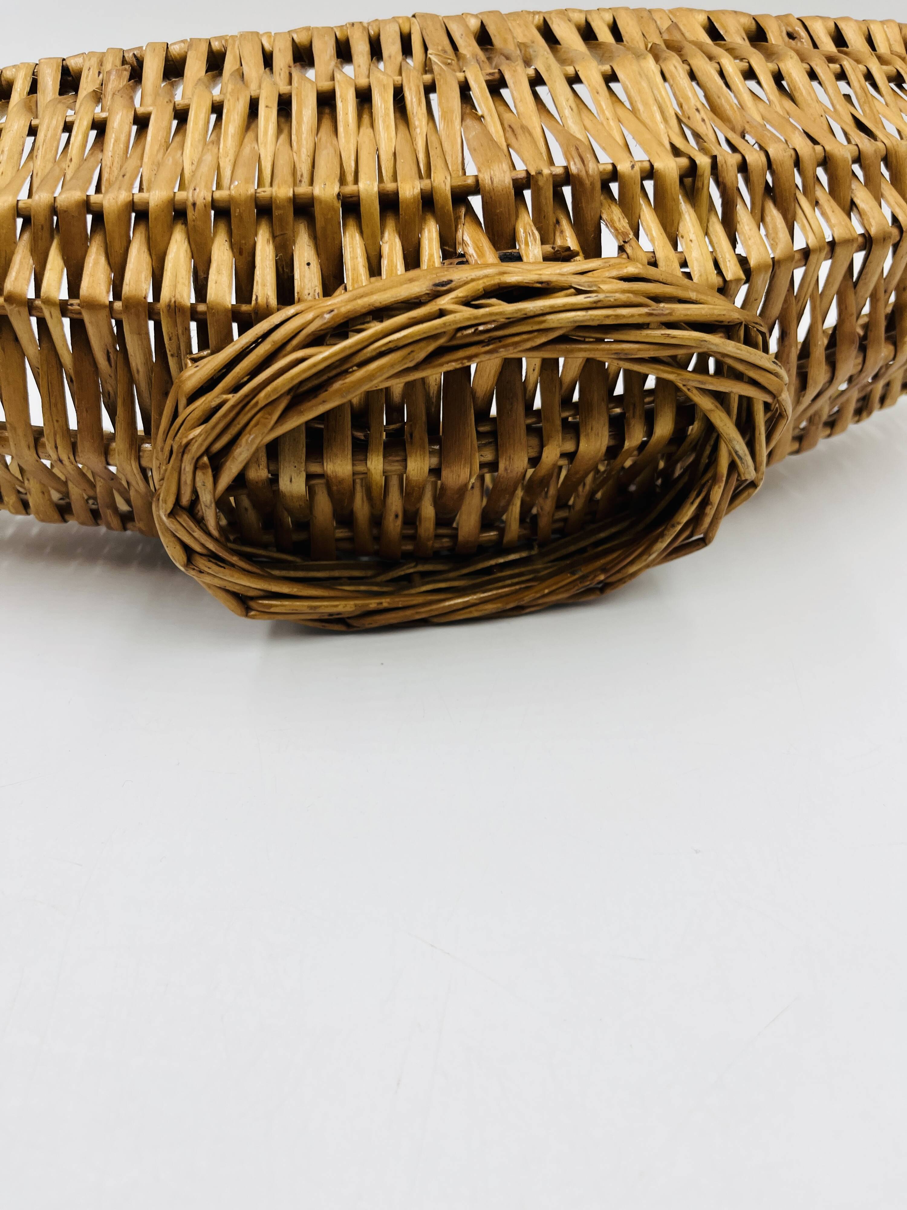 Vintage elongated wicker basket