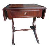 Folding table with a leather top