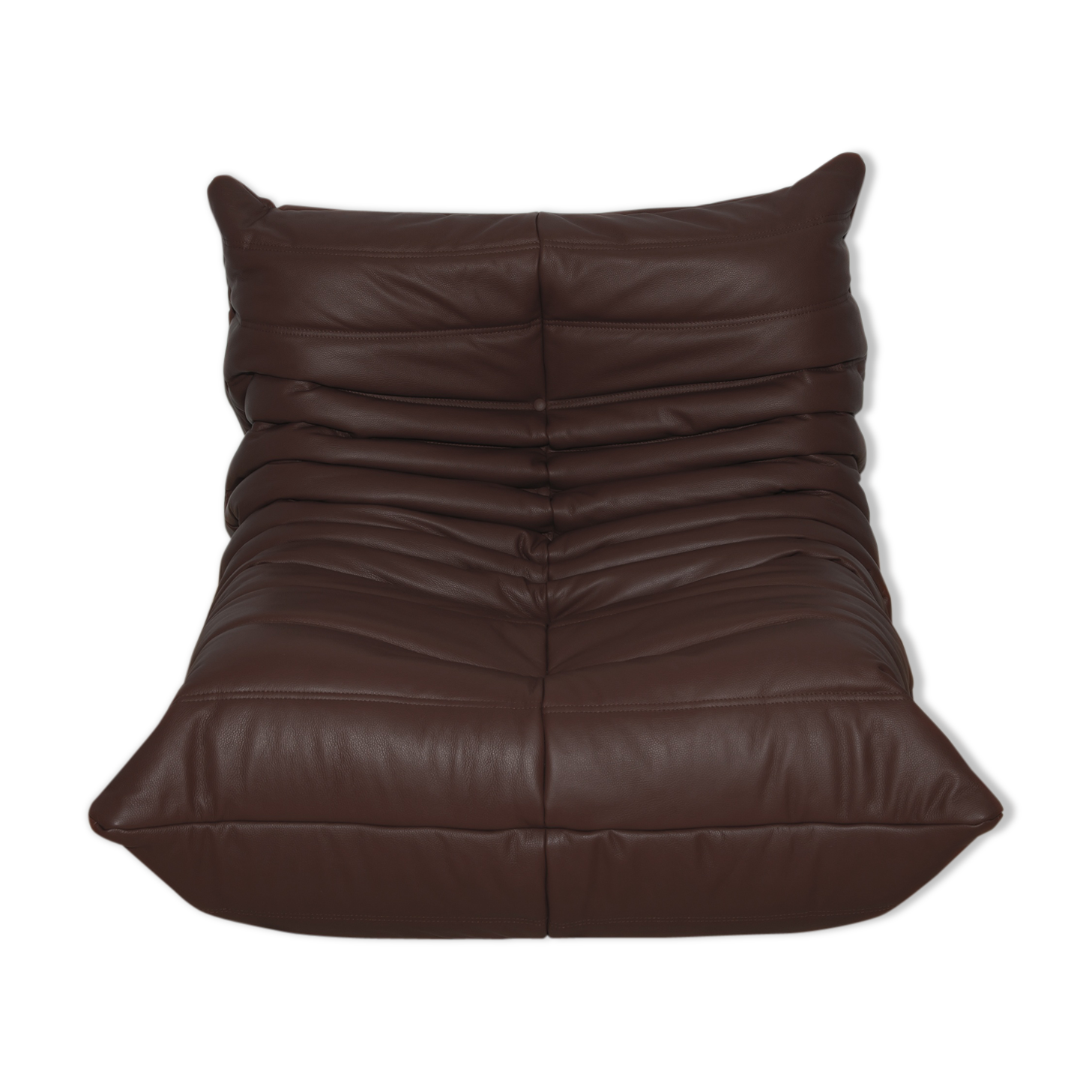 Togo armchair in brown madras leather model designed by Michel Ducaroy 1973