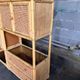 Bookcase, cannage in 3 modules and smoked glass trays - 70s