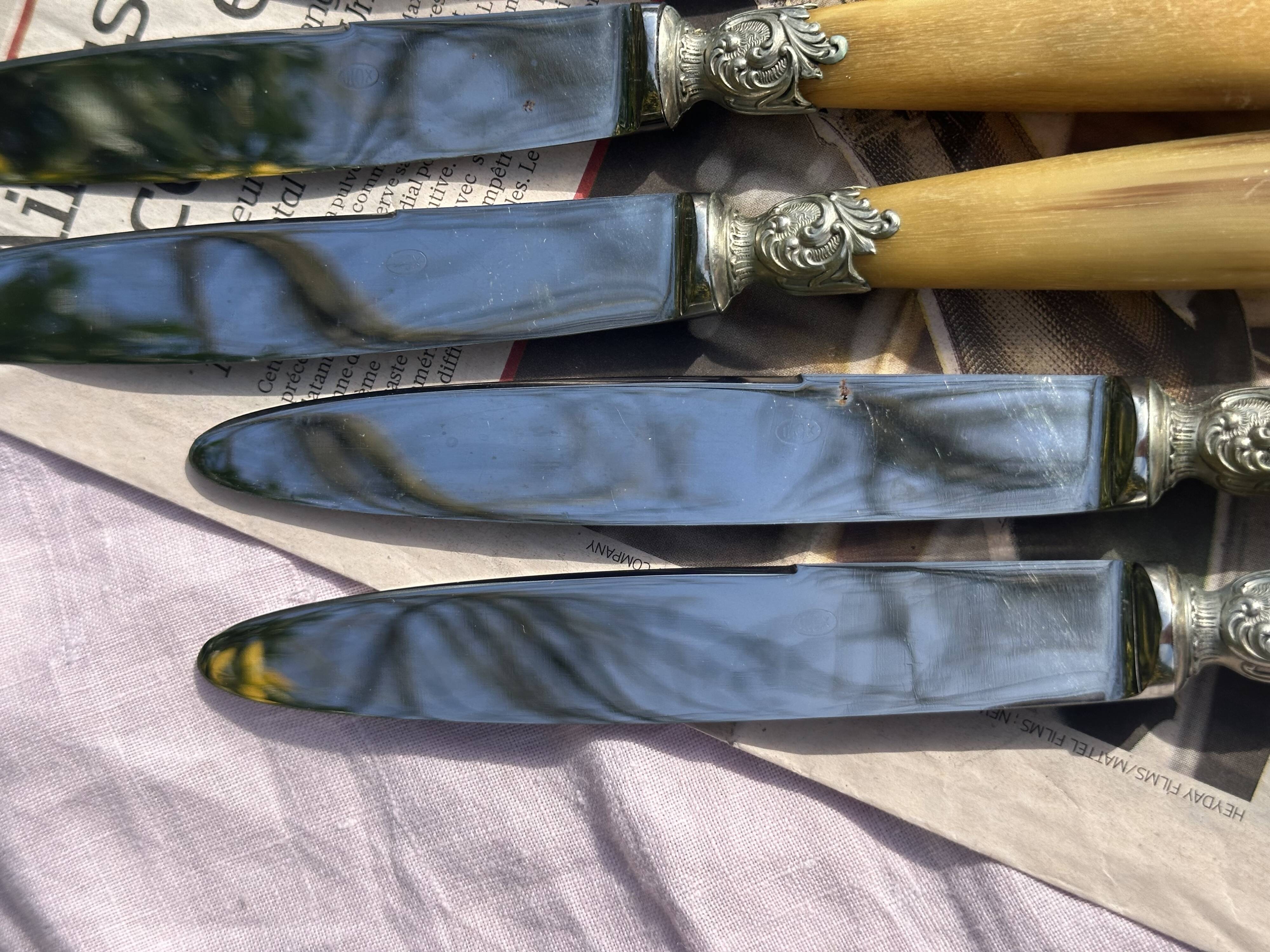 Set of 12 Antique Art Nouveau Table Knives - Tableware