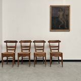 4 old rustic straw chairs