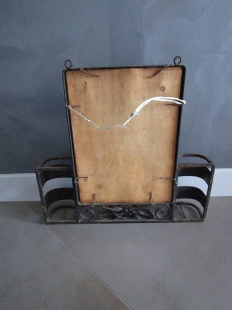 Miroir porte brosses mural art deco en fer forgé