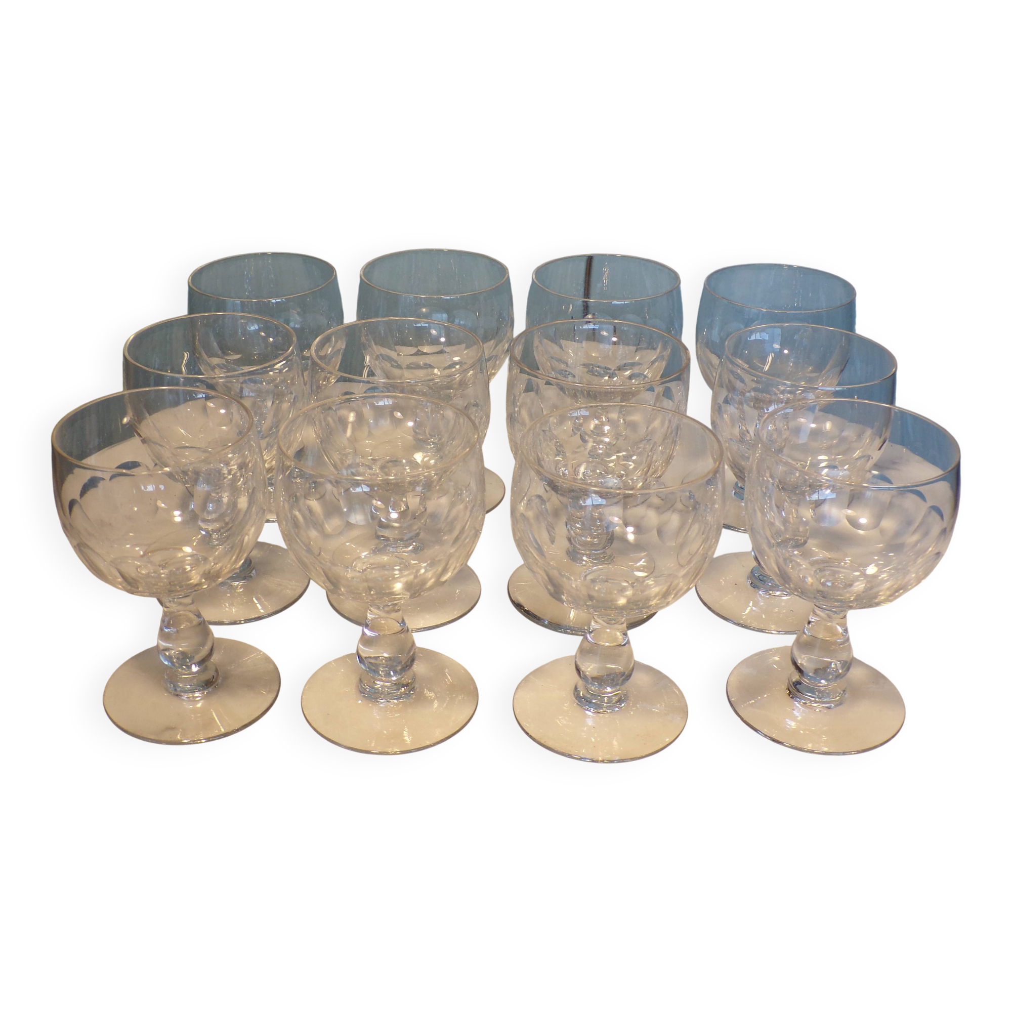 12 faceted crystal stemmed glasses from 1900