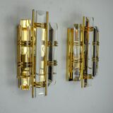 Pair of Venini wall lamps, half-moon glass, murano, Italy 1970