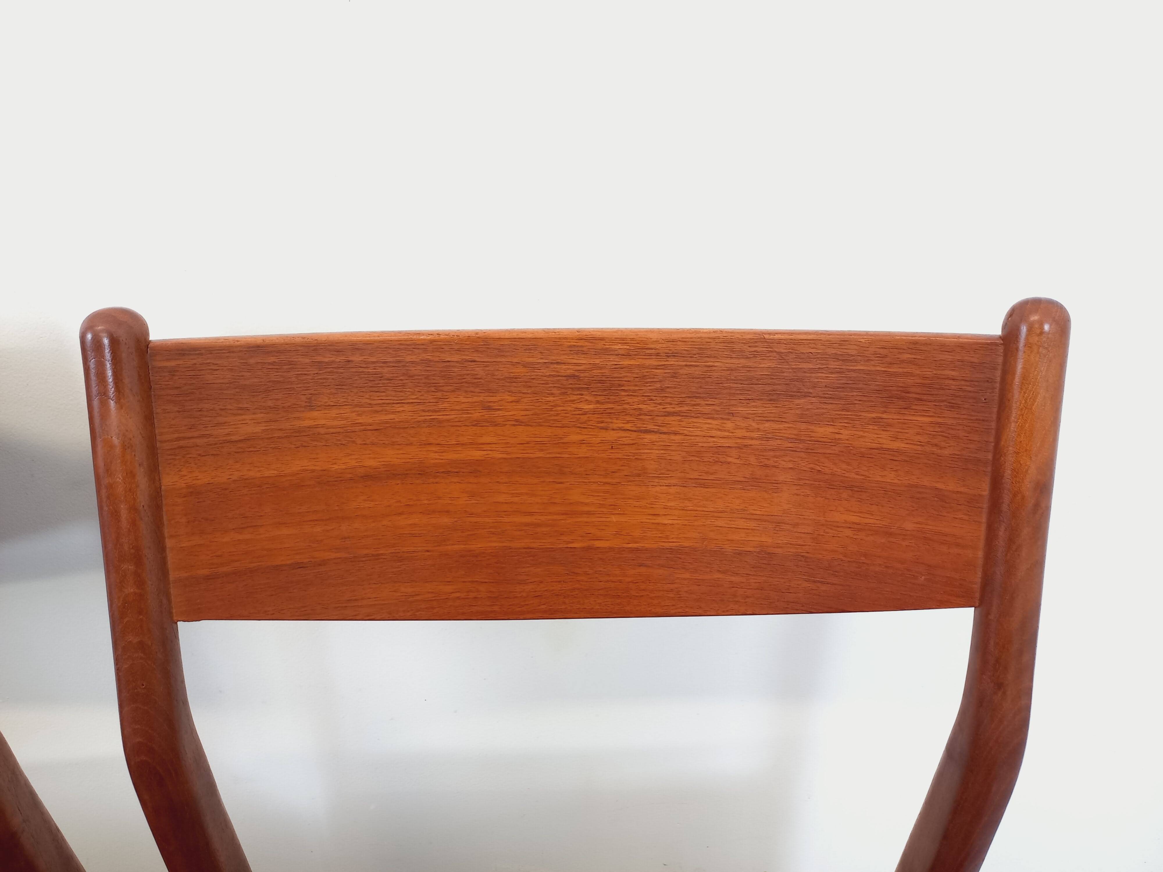 Set of 6 vintage Scandinavian Fristho Franeker chairs in teak and skai from the 60s