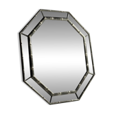 Octagonal faux bamboo mirror silver colour