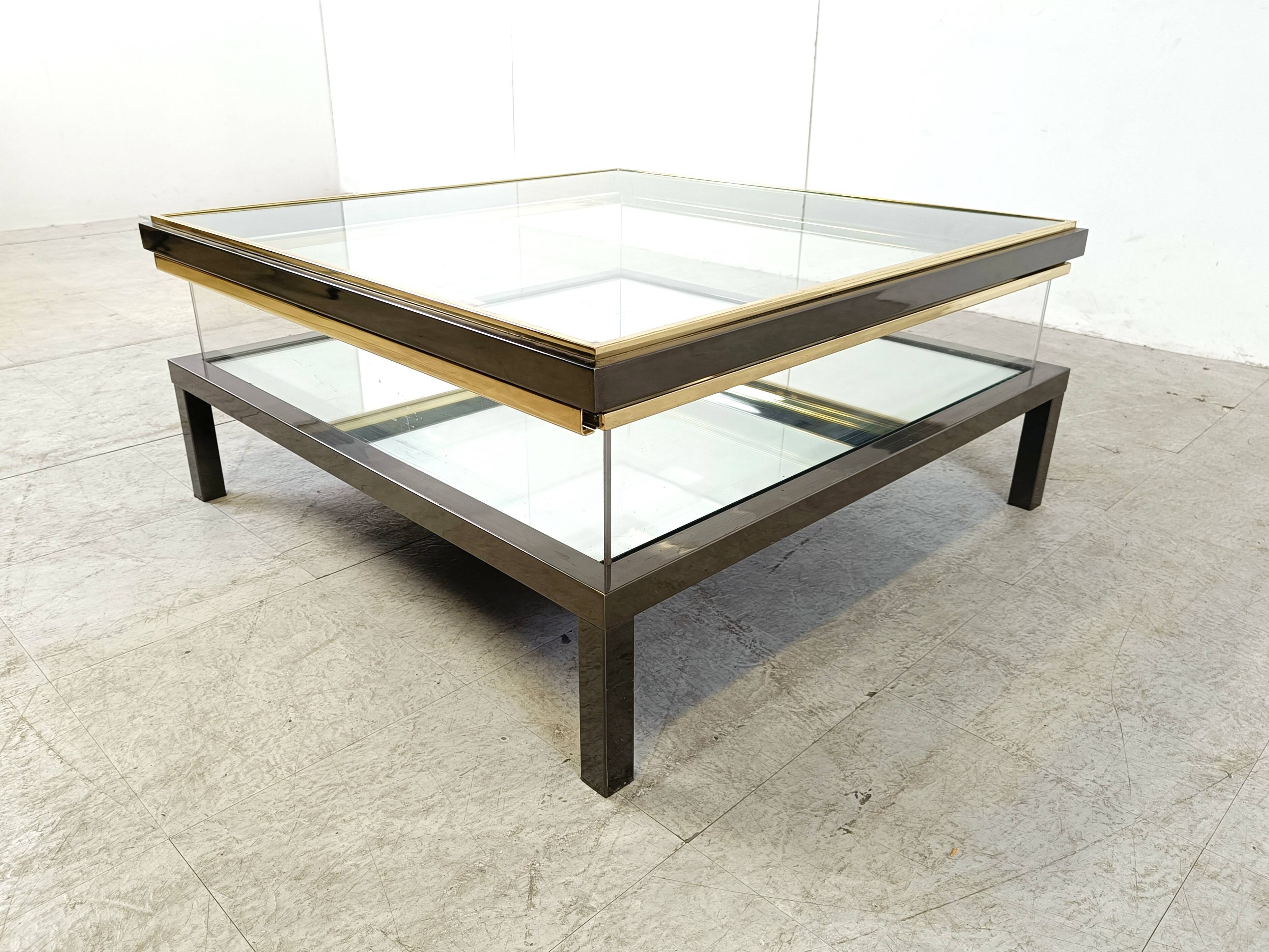 Vintage sliding glass coffee table, 1970s