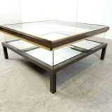 Table basse vintage coulissante en verre, 1970