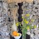 Side table floor lamp in Basque turned wood 50