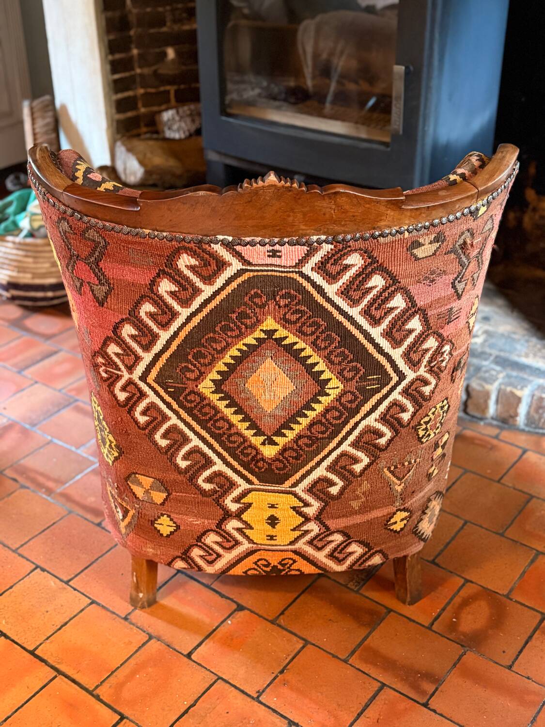 Pair of Roche Bobois armchairs — limited edition in oriental kilim