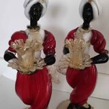 Set of 2 murano candlestick statuettes
