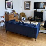 Made sofa, petrol blue/navy – 3-seater (L186 cm)