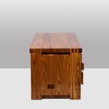 Pierre Chapo. Low chest of drawers in blond elm. Circa 1970.