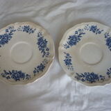 2 cups lunch earthenware of sarreguemines blue flowers