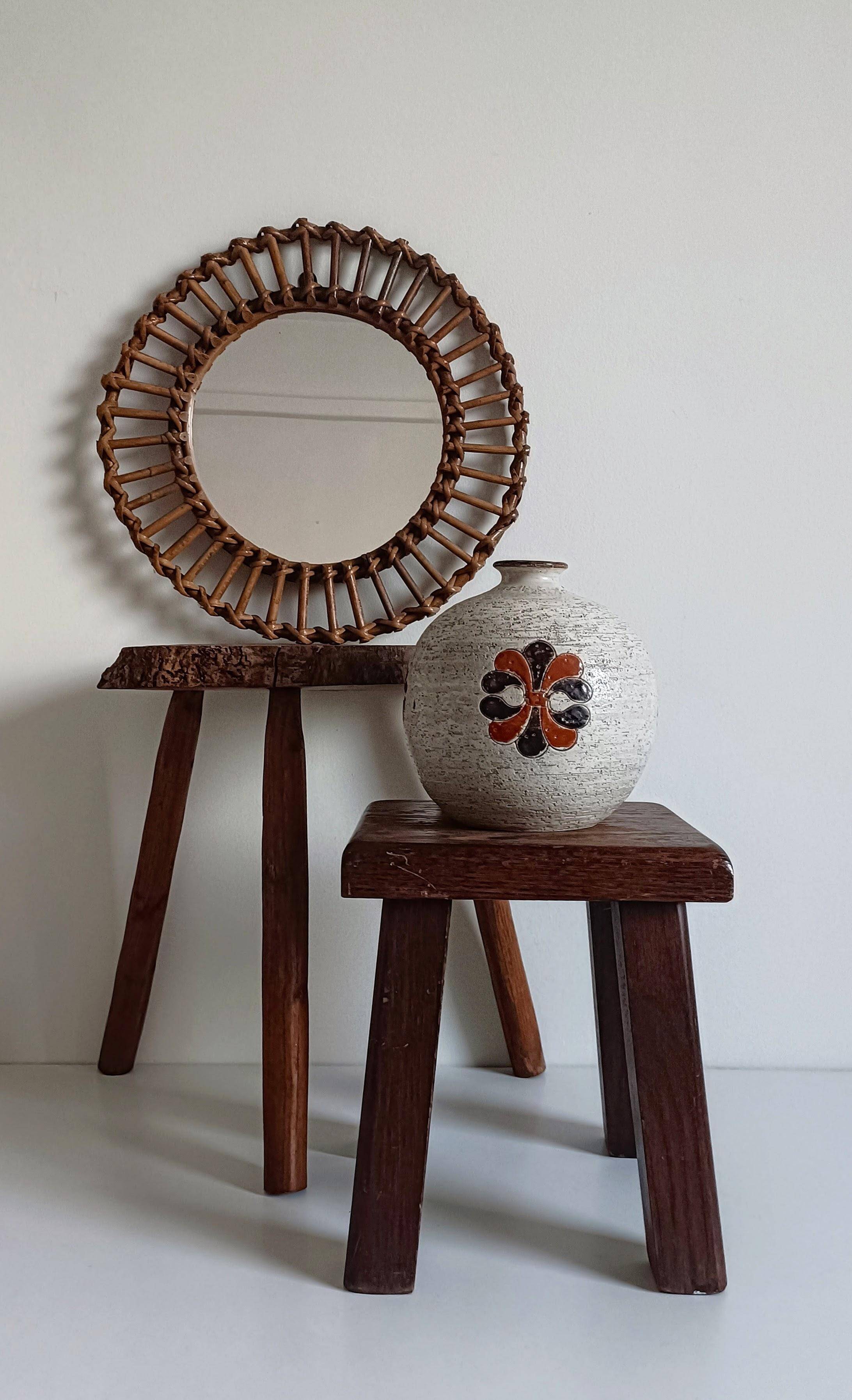 Mid-Century Bamboo Sunburst Mirror, France, Franco Albini Style, 1950s