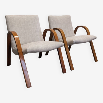 Paire de fauteuils Bow Wood par Steiner des années 50/60