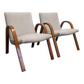 Paire de fauteuils Bow Wood par Steiner des années 50/60