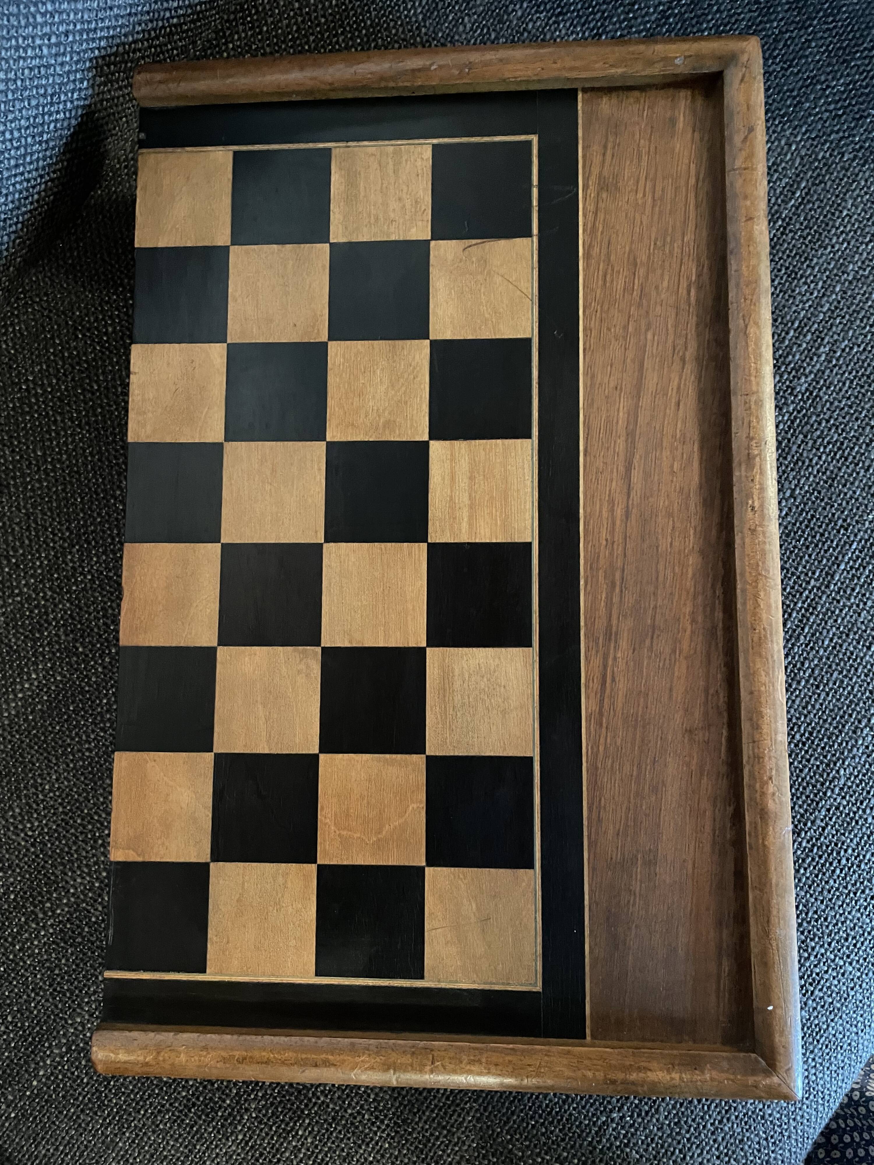 Old wooden backgammon jacquet game