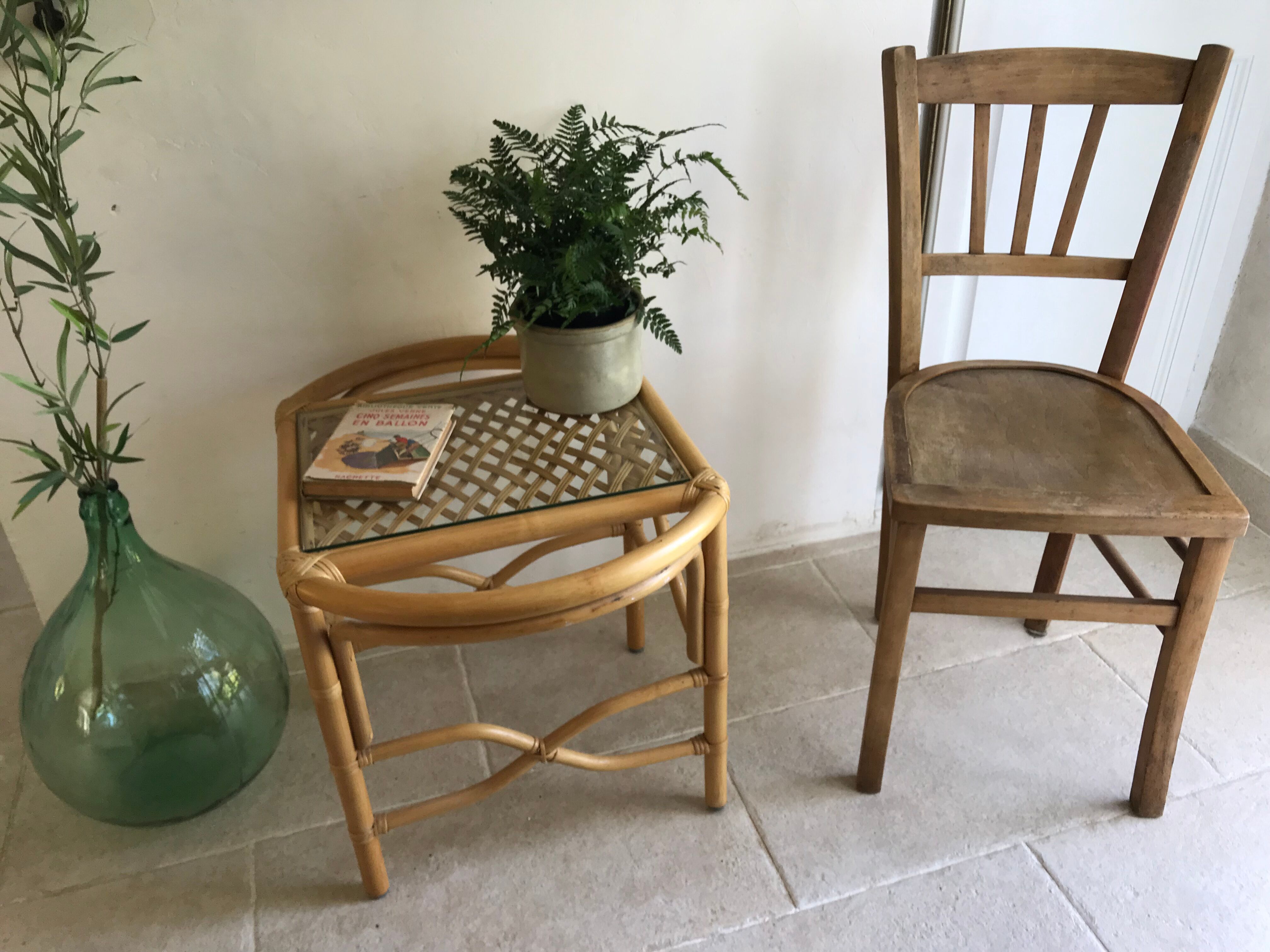 Table d’appoint vintage en rotin