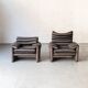 Set of 2 easy chairs 'Maralunga' by Vico Magistretti