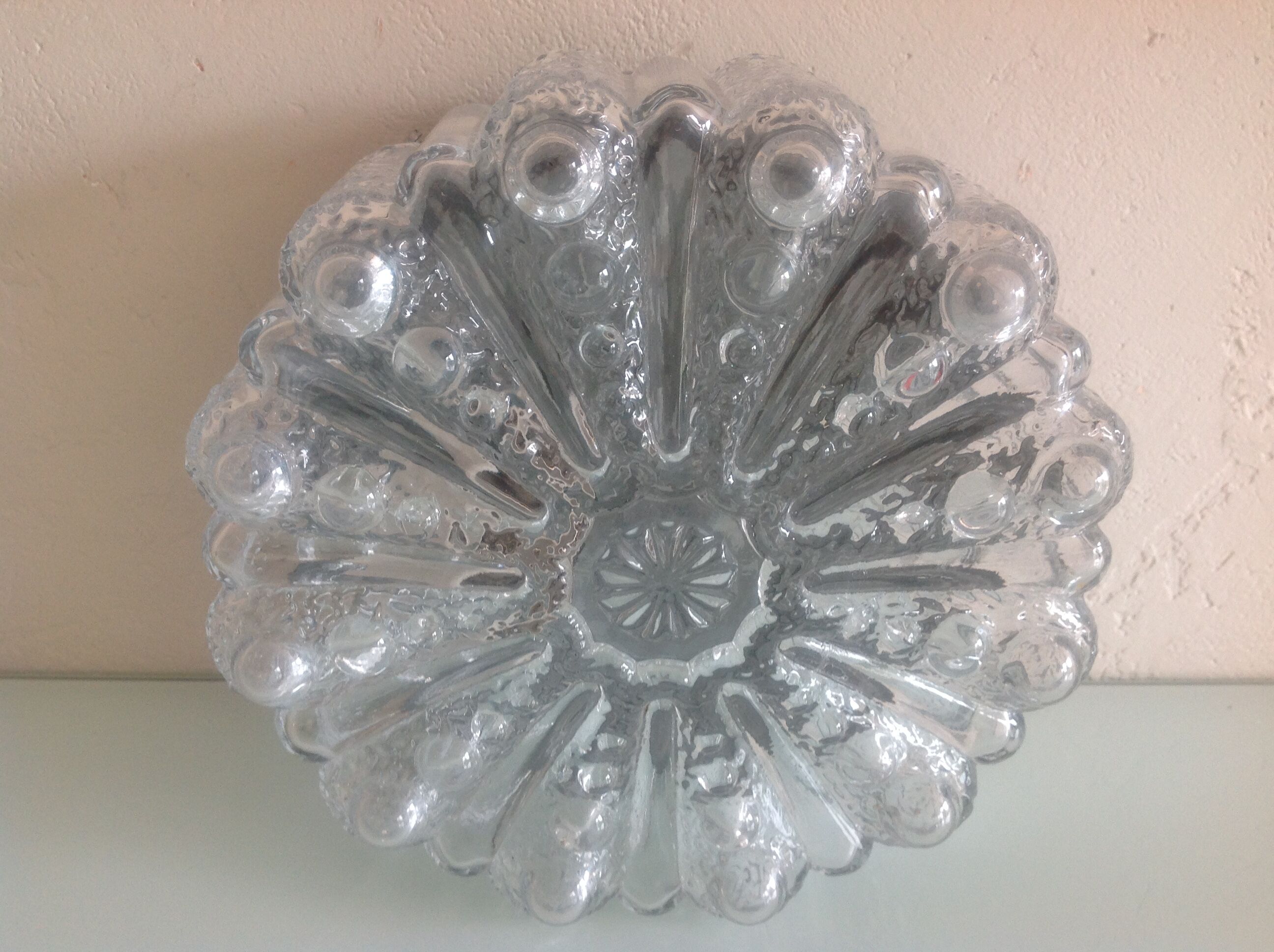 Bulled glass ceiling lamp, vintage 60/70s