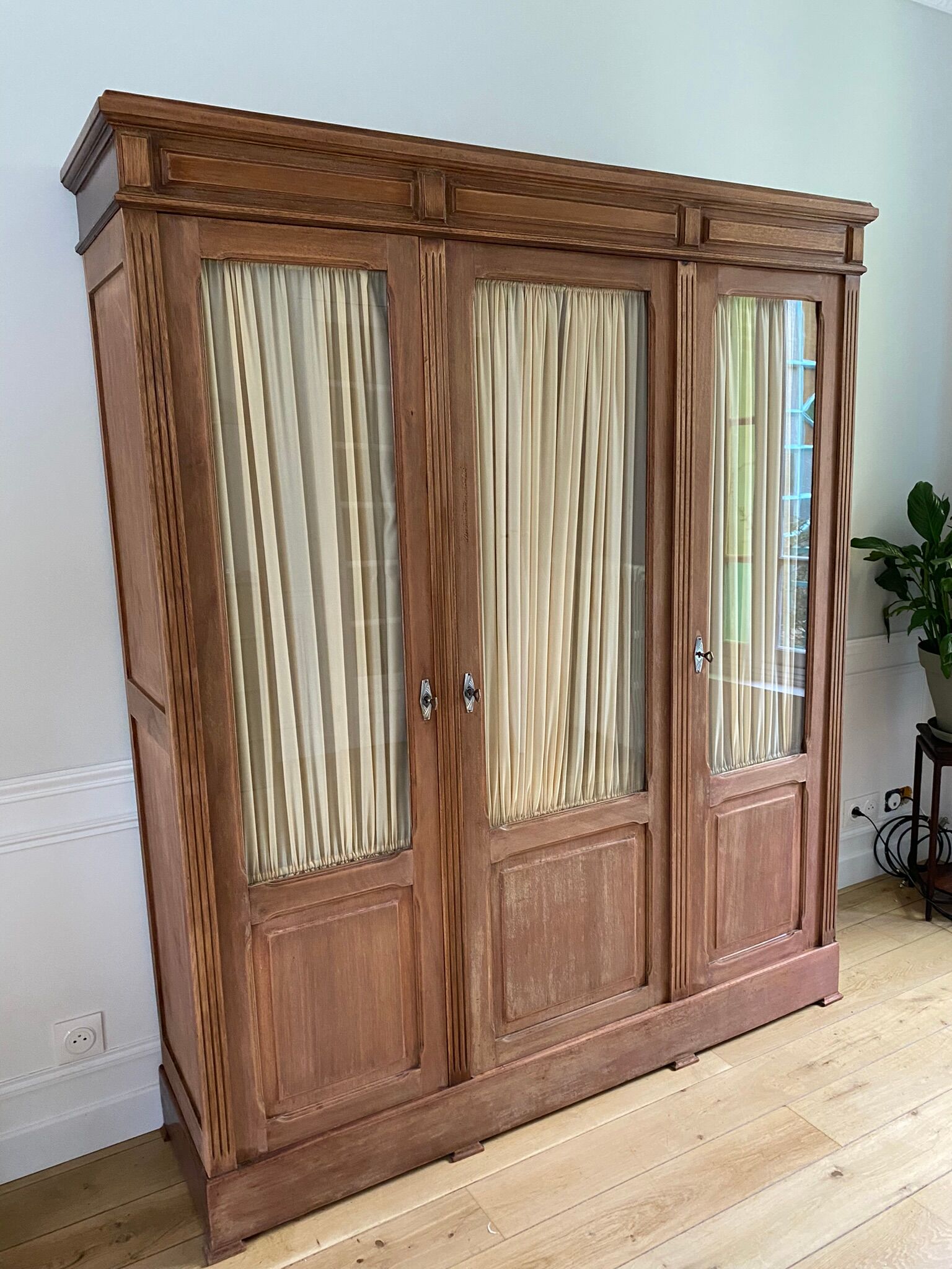 Showcase three vintage glass doors