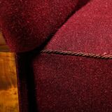 Paire de fauteuils Art déco d'ébéniste danois, revêtus de tissu de laine bordeaux